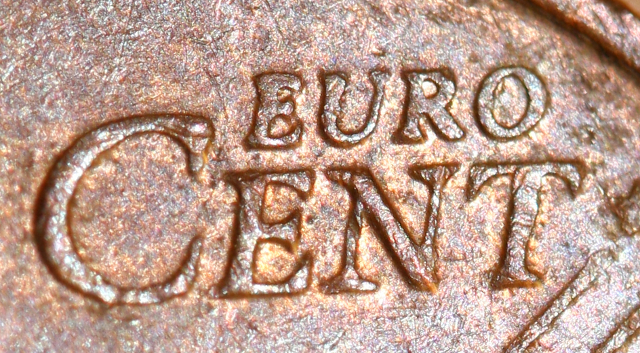 Prägung auf einer 1-Cent-Münze
